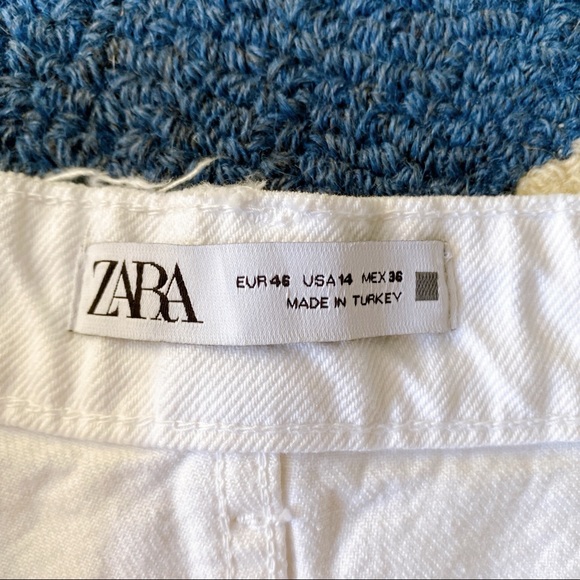 🐚 ZARA PLUS WHITE DISTRESSED HIGH WAIST DENIM SHORTS! - Picture 5 of 10